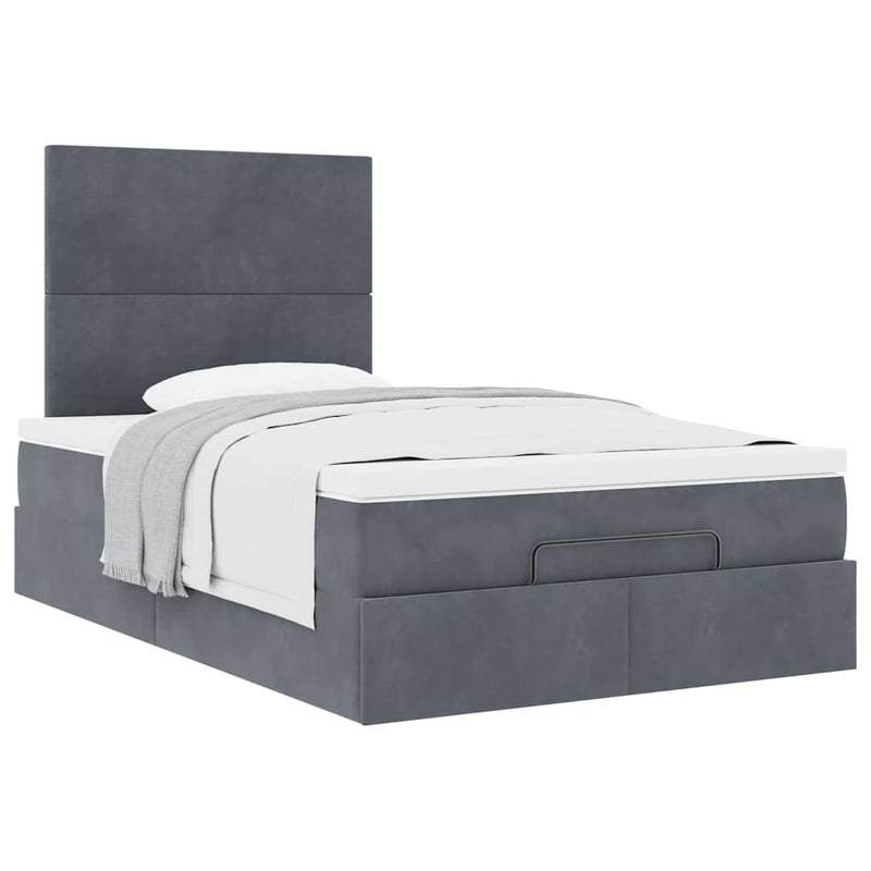 vidaXL Ottoman Bed with Mattresses Dark Grey King Single Velvet
