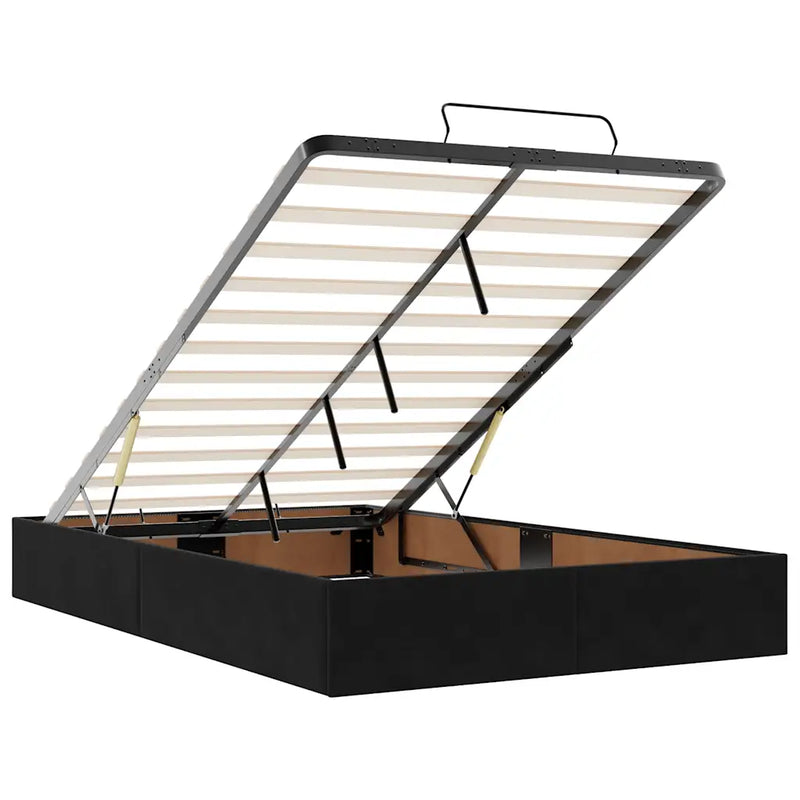 Ottoman Bed with Mattresses Black King Single Velvet
