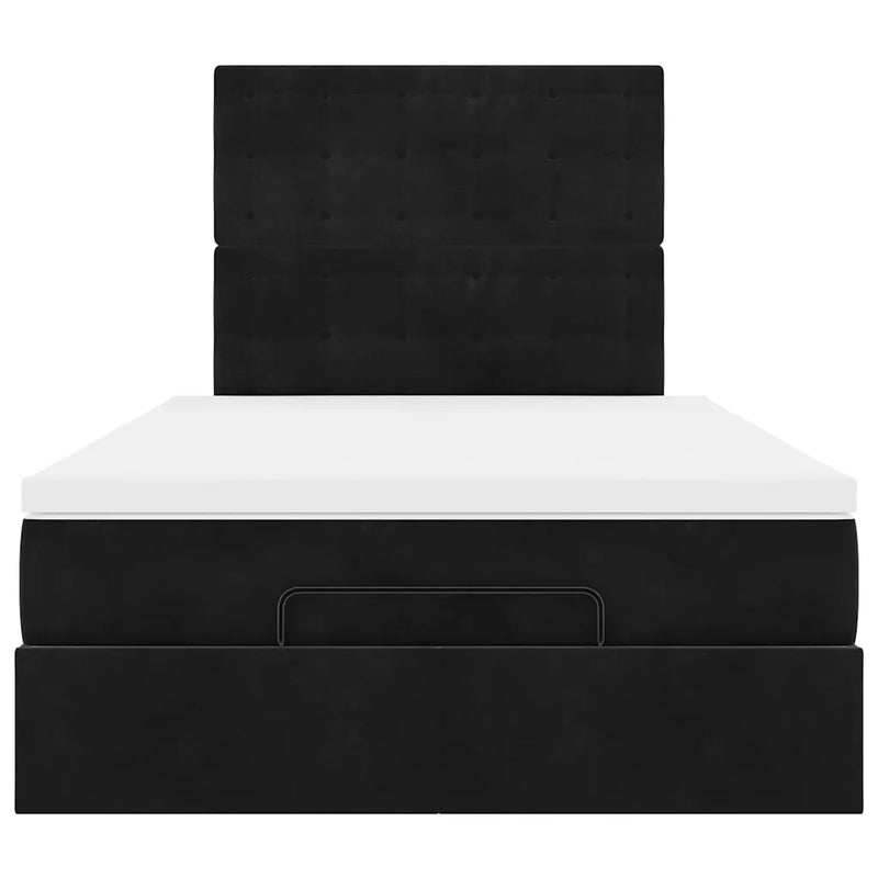 Ottoman Bed with Mattresses Black King Single Velvet