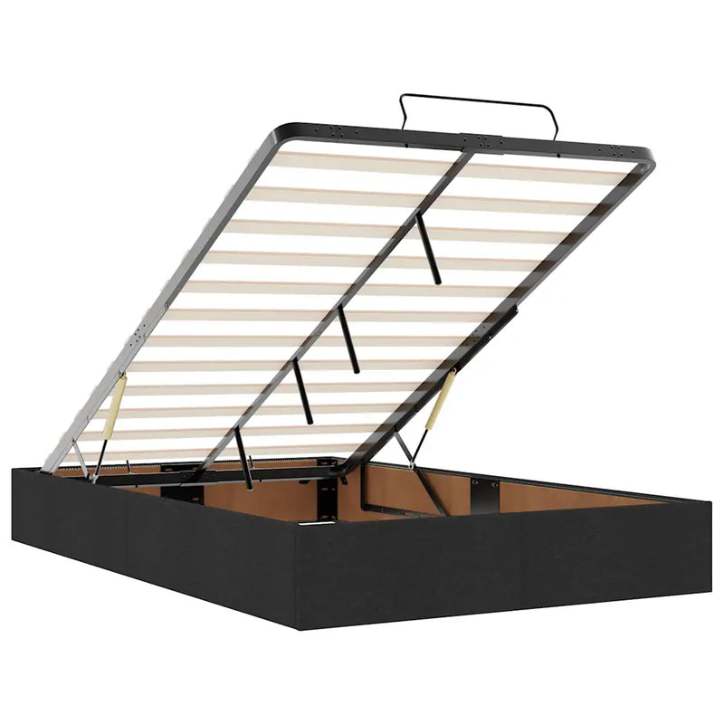 Ottoman Bed with Mattresses Black King Single Velvet