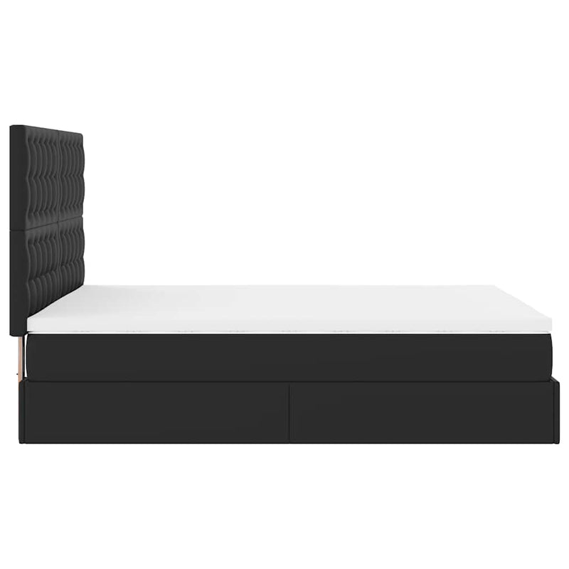 vidaXL Ottoman Bed with Mattress & LEDs Black Queen Faux Leather