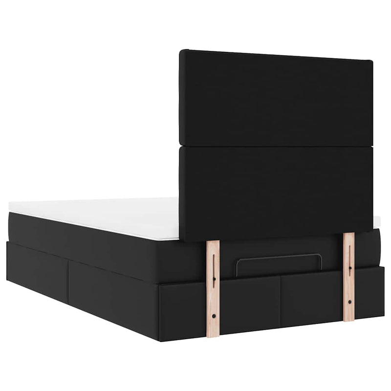 vidaXL Ottoman Bed with Mattress & LEDs Black King Single Faux Leather