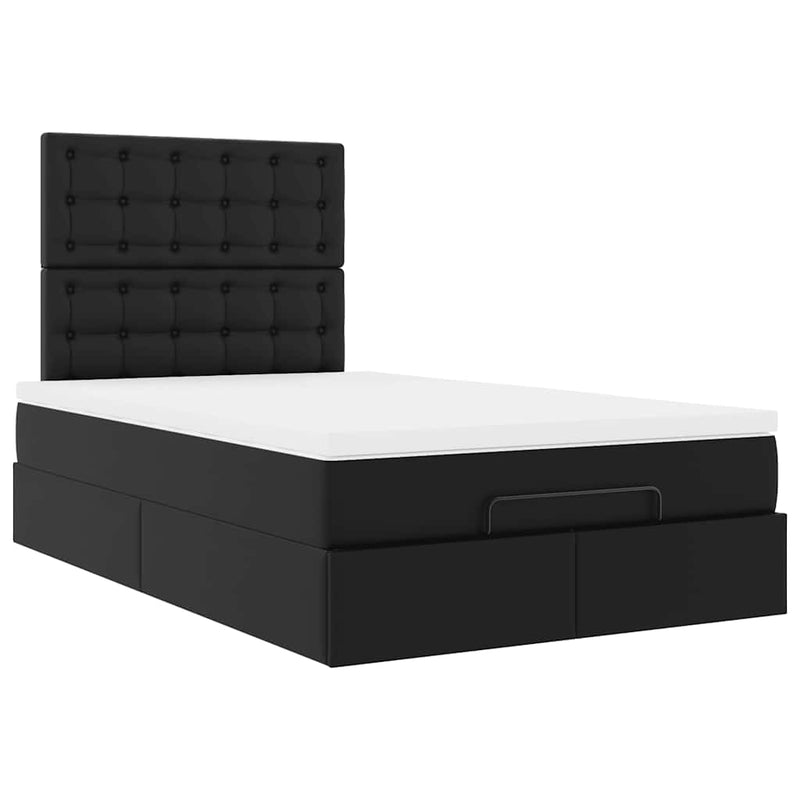 vidaXL Ottoman Bed with Mattress & LEDs Black King Single Faux Leather