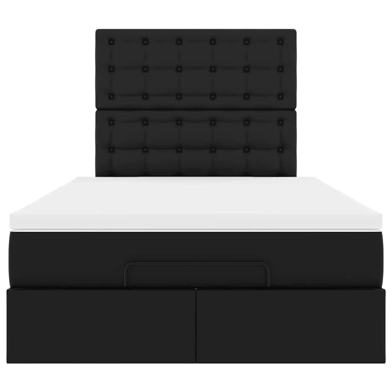 vidaXL Ottoman Bed with Mattress & LEDs Black King Single Faux Leather