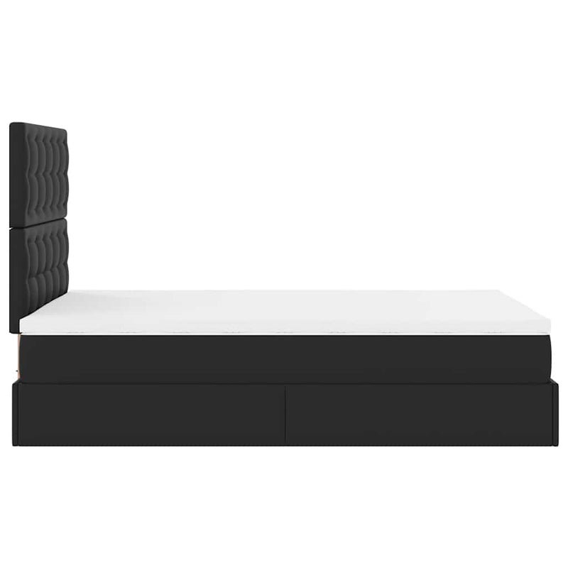 vidaXL Ottoman Bed with Mattress & LEDs Black King Single Faux Leather