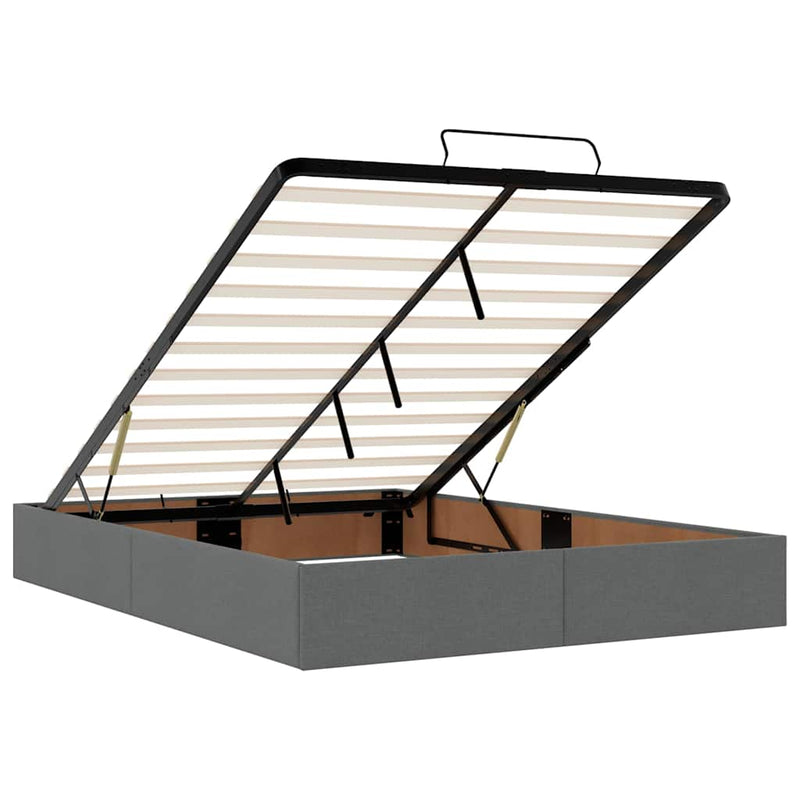 vidaXL Ottoman Bed with Mattress & LEDs Dark Grey Queen Fabric