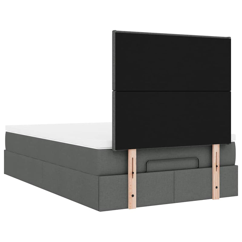 vidaXL Ottoman Bed with Mattress & LEDs Dark Grey King Single Fabric