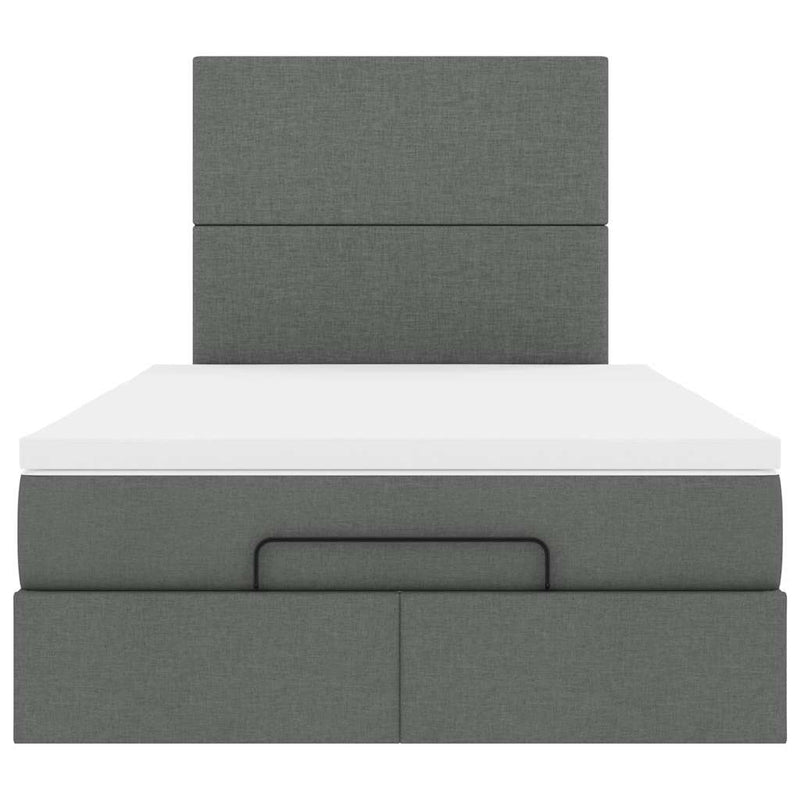vidaXL Ottoman Bed with Mattress & LEDs Dark Grey King Single Fabric