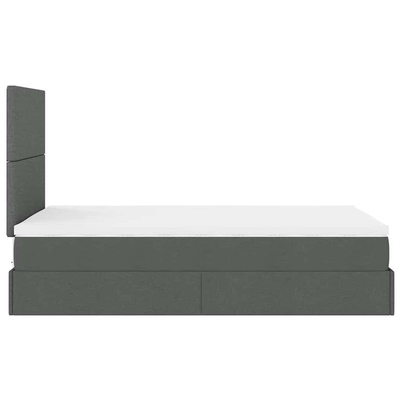 vidaXL Ottoman Bed with Mattress & LEDs Dark Grey King Single Fabric