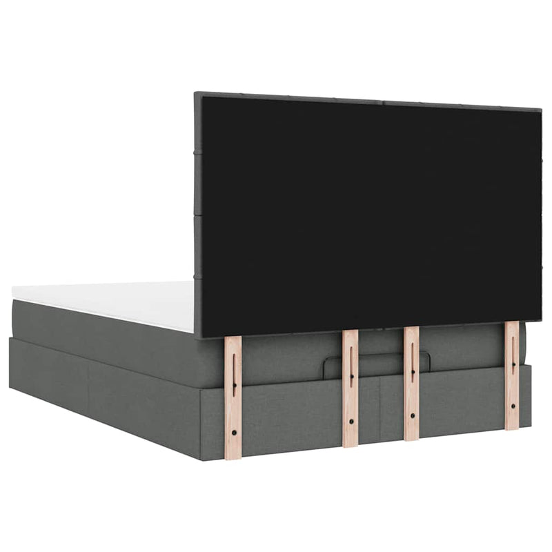 Ottoman Bed with Mattress & LEDs Dark Grey Queen Fabric