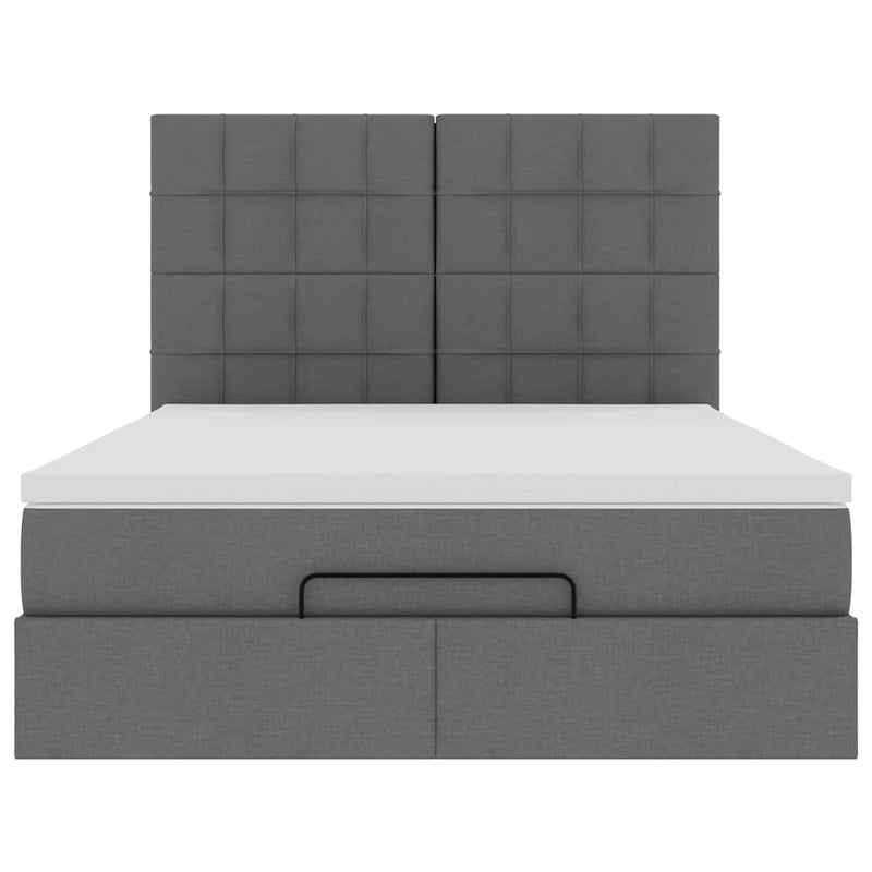 vidaXL Ottoman Bed with Mattress & LEDs Dark Grey Queen Fabric