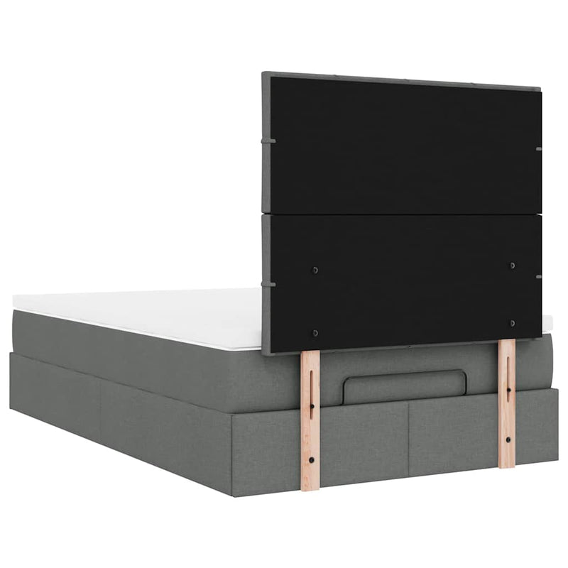 vidaXL Ottoman Bed with Mattress & LEDs Dark Grey King Single Fabric