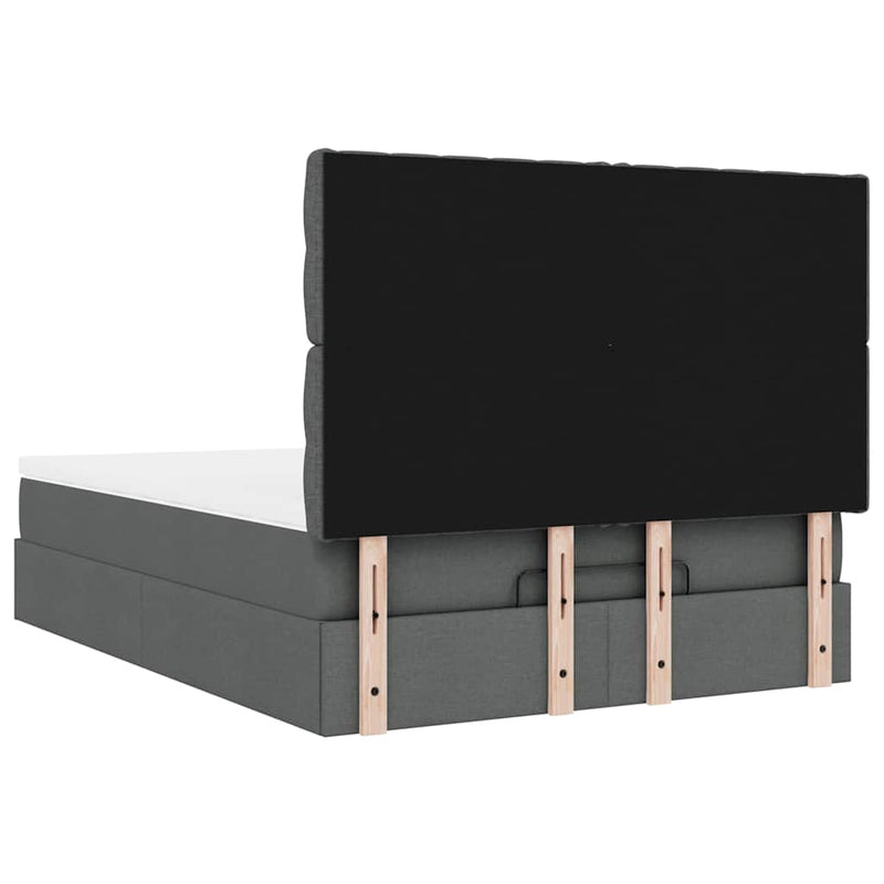 vidaXL Ottoman Bed with Mattress & LEDs Dark Grey Queen Fabric