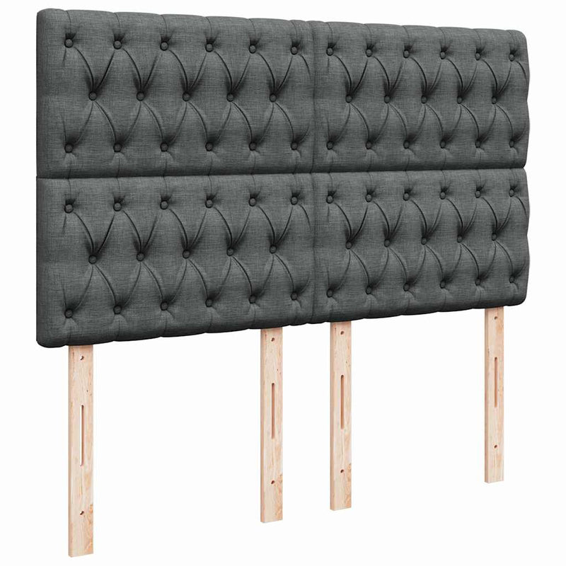 vidaXL Ottoman Bed with Mattress & LEDs Dark Grey Queen Fabric