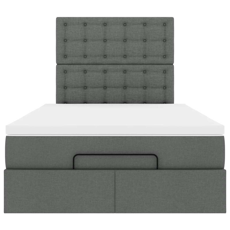 vidaXL Ottoman Bed with Mattress & LEDs Dark Grey King Single Fabric