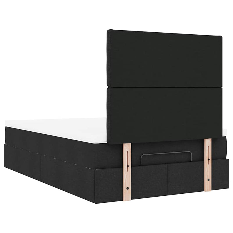 Ottoman Bed with Mattress & LEDs Black King Single Fabric