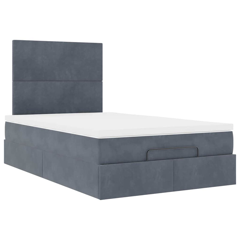 vidaXL Ottoman Bed with Mattresses & LEDs Dark Grey King Single Velvet