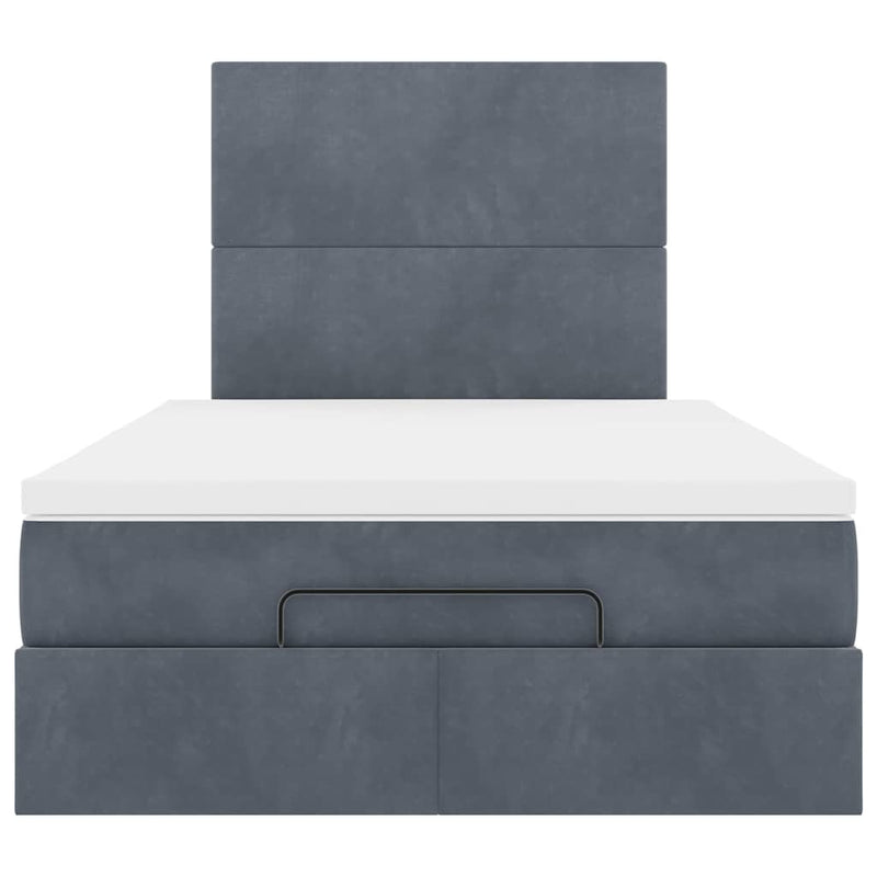 vidaXL Ottoman Bed with Mattresses & LEDs Dark Grey King Single Velvet