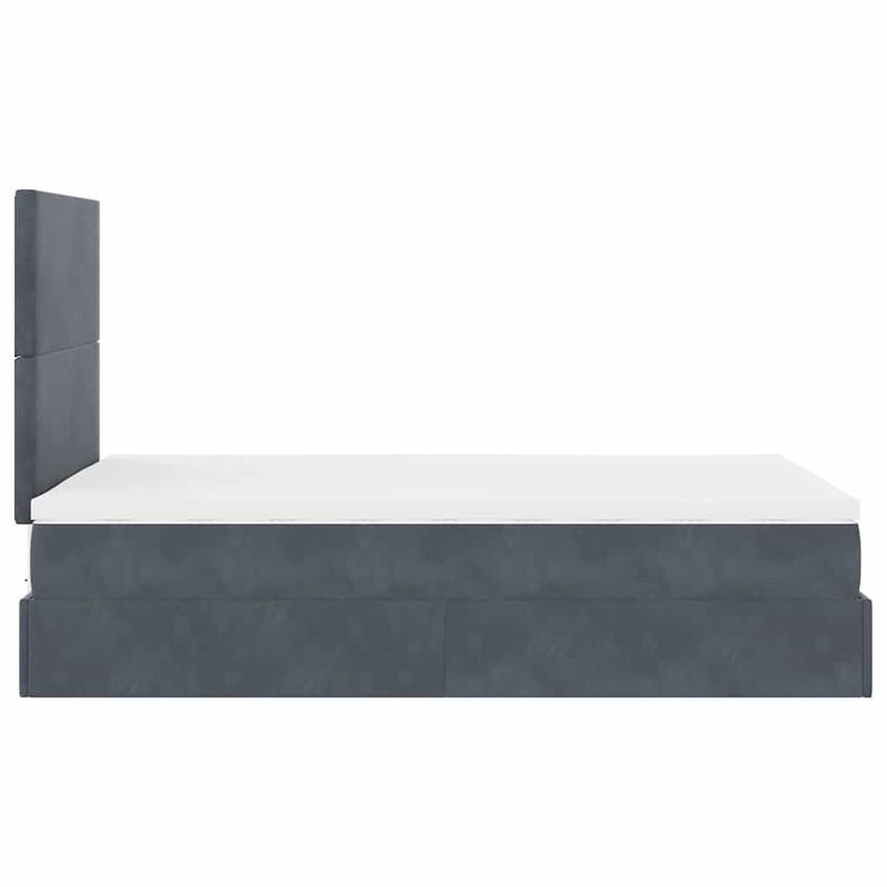 vidaXL Ottoman Bed with Mattresses & LEDs Dark Grey King Single Velvet