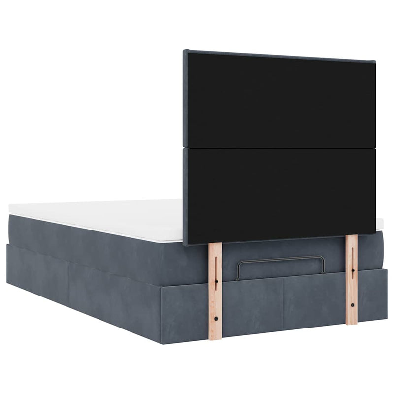 vidaXL Ottoman Bed with Mattresses & LEDs Dark Grey King Single Velvet