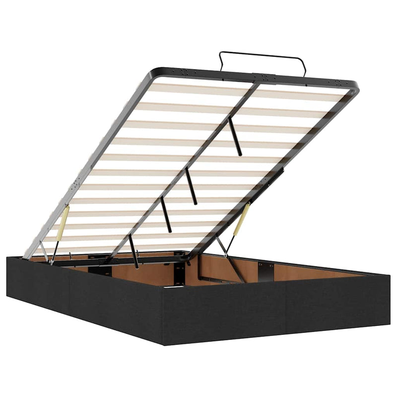 Ottoman Bed with Mattresses & LEDs Black King Single Velvet