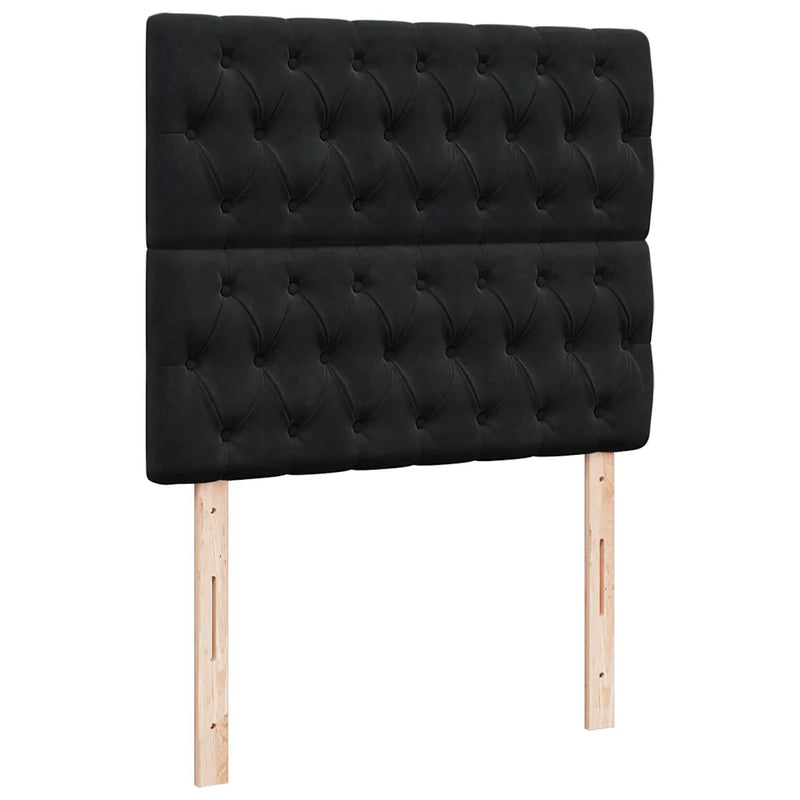 Ottoman Bed with Mattresses & LEDs Black King Single Velvet