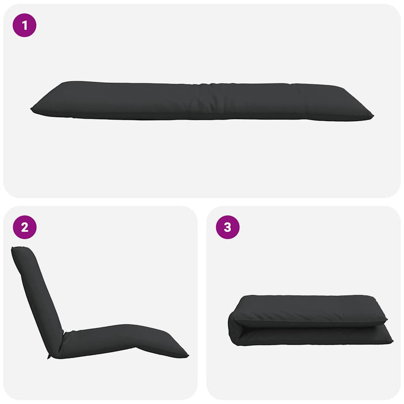 vidaXL Folding Sun lounger Black 175x54x8.5 cm Oxford Fabric