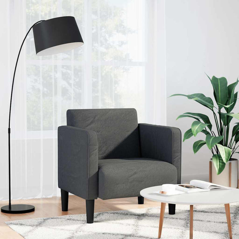 vidaXL Sofa Chair with Armrests Dark Grey 54 cm Corduroy Fabric