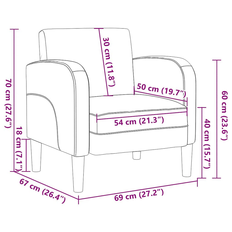 vidaXL Sofa Chair with Armrests Black 54 cm Faux Leather