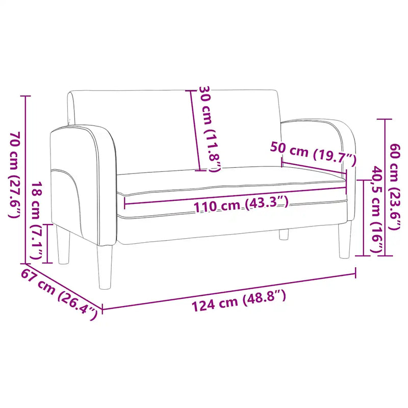 Loveseat Sofa Black 110 cm Faux Leather