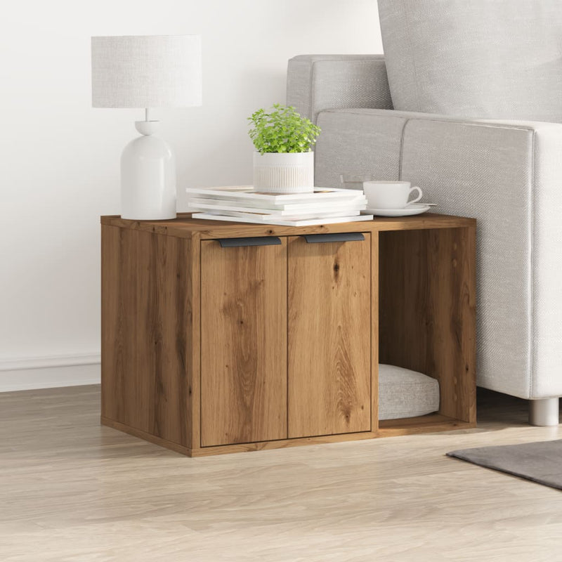 vidaXL Cat Litter Box Enclosure Artisian Oak 60x40x40 cm Engineered Wood