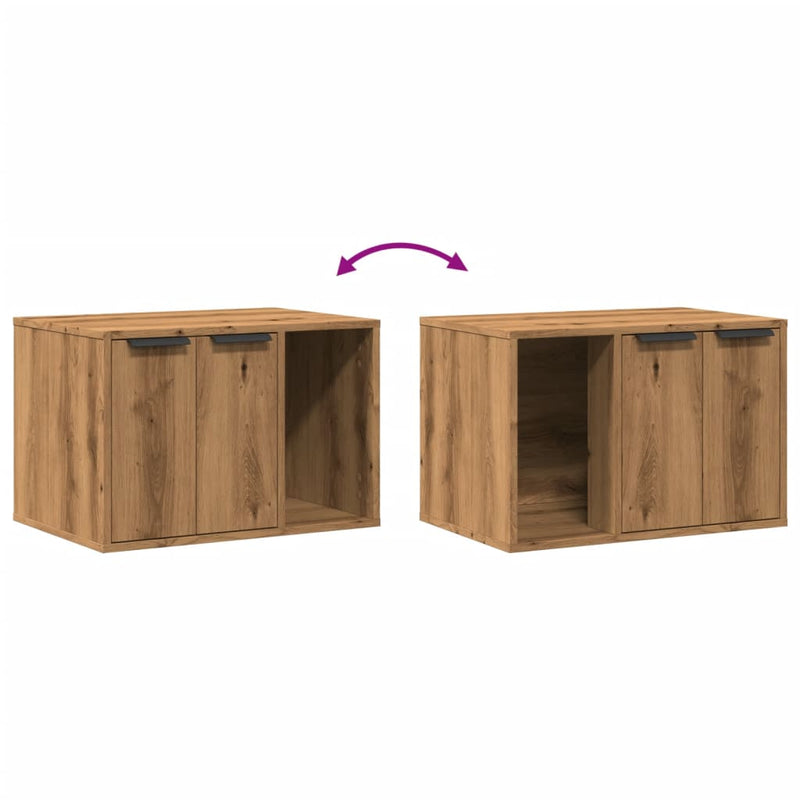 vidaXL Cat Litter Box Enclosure Artisian Oak 60x40x40 cm Engineered Wood