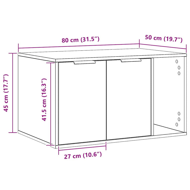 vidaXL Cat Litter Box Enclosure Artisian Oak 80x50x45 cm Engineered Wood