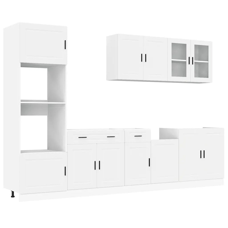 7 Piece Kitchen Cabinet Set "Porto" White Engineered Wood