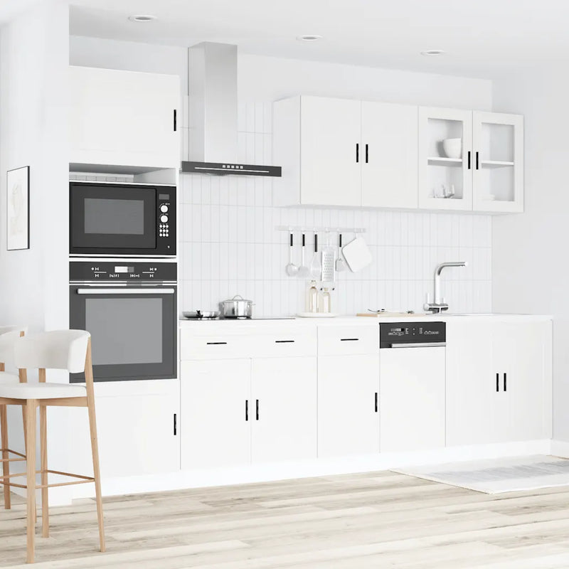7 Piece Kitchen Cabinet Set "Porto" White Engineered Wood