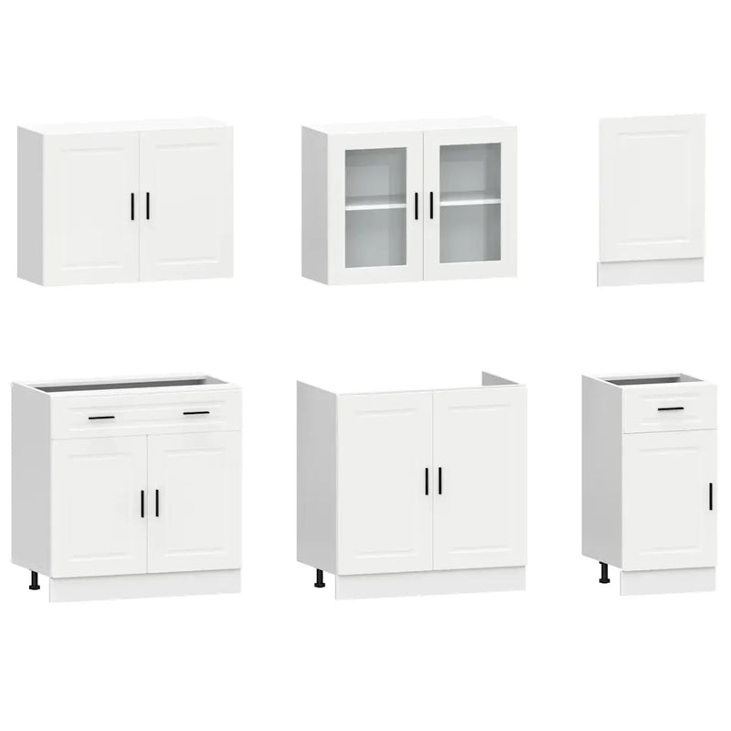 7 Piece Kitchen Cabinet Set "Porto" White Engineered Wood