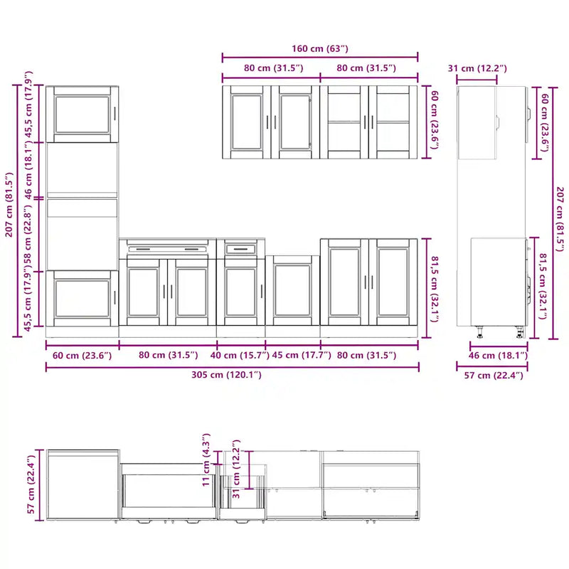 7 Piece Kitchen Cabinet Set "Porto" White Engineered Wood