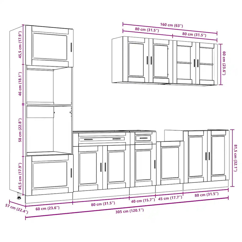 7 Piece Kitchen Cabinet Set "Porto" White Engineered Wood
