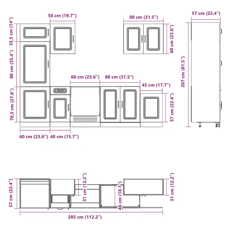 7 Piece Kitchen Cabinet Set Kalmar White Engineered Wood