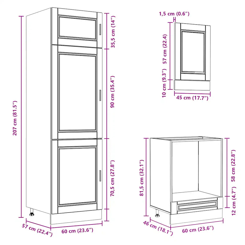 7 Piece Kitchen Cabinet Set Porto White Engineered Wood