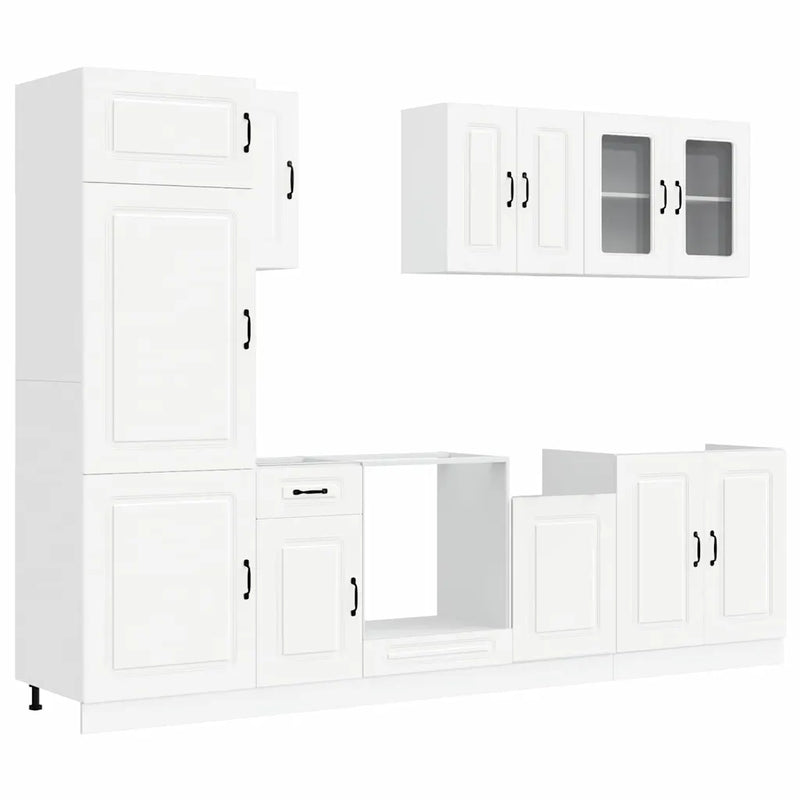 8 Piece Kitchen Cabinet Set Kalmar White Engineered Wood