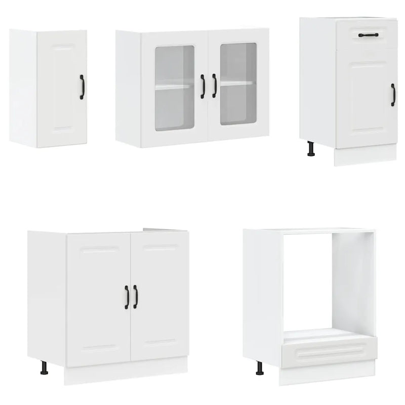 8 Piece Kitchen Cabinet Set Kalmar White Engineered Wood