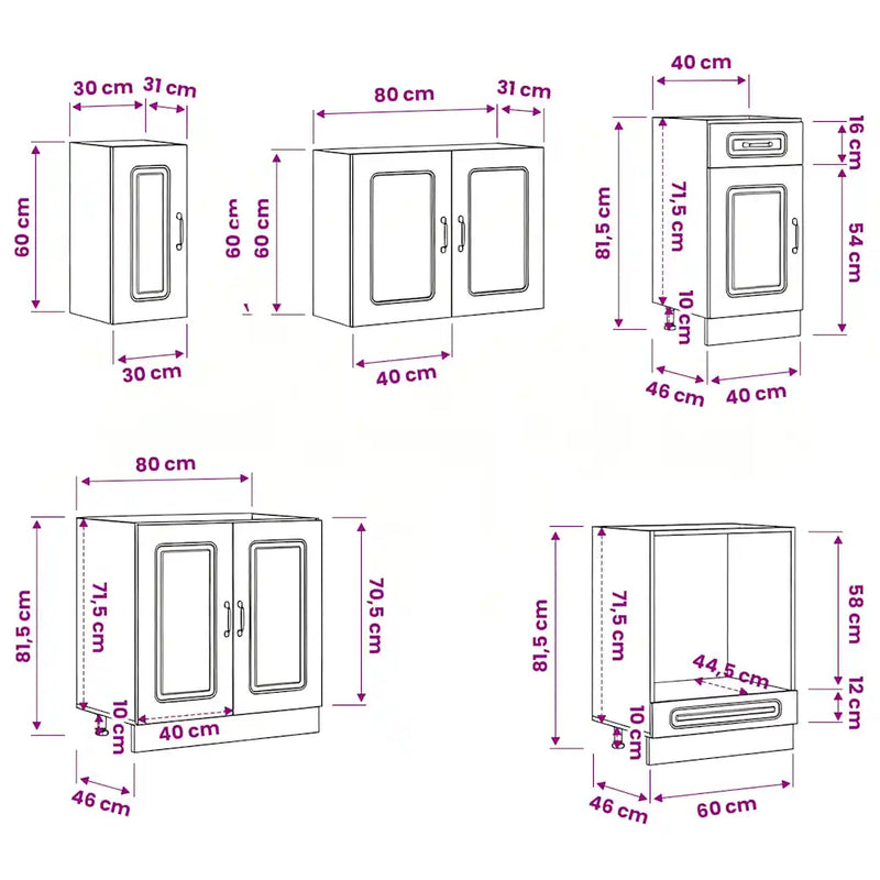 8 Piece Kitchen Cabinet Set Kalmar White Engineered Wood