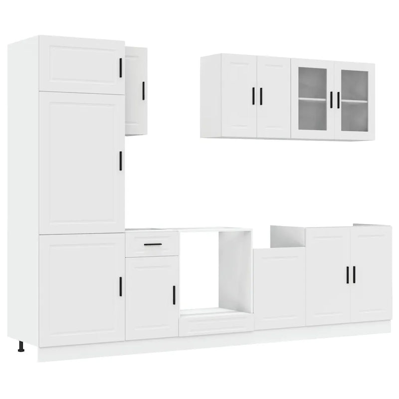 8 Piece Kitchen Cabinet Set "Porto" White Engineered Wood