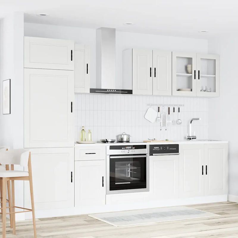 8 Piece Kitchen Cabinet Set "Porto" White Engineered Wood