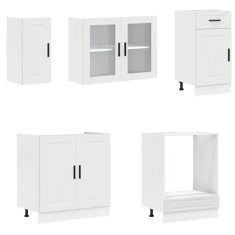8 Piece Kitchen Cabinet Set "Porto" White Engineered Wood