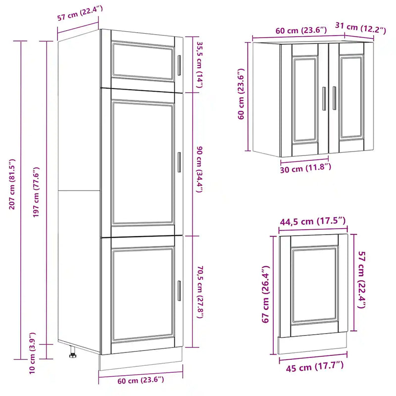 8 Piece Kitchen Cabinet Set "Porto" White Engineered Wood