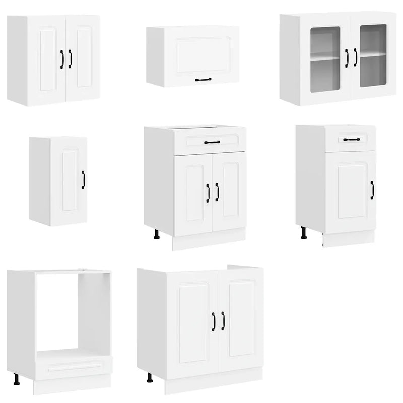 8 Piece Kitchen Cabinet Set Kalmar White Engineered Wood