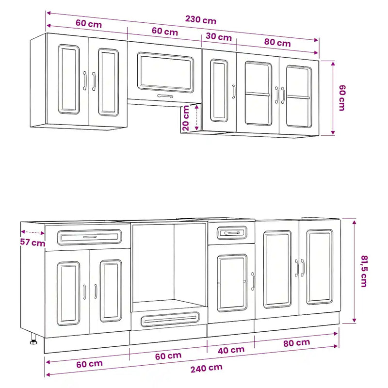8 Piece Kitchen Cabinet Set Kalmar White Engineered Wood