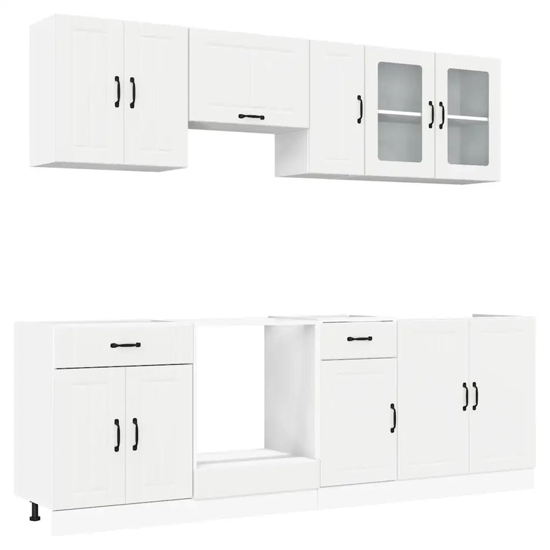 8 Piece Kitchen Cabinet Set Kalmar White Engineered Wood